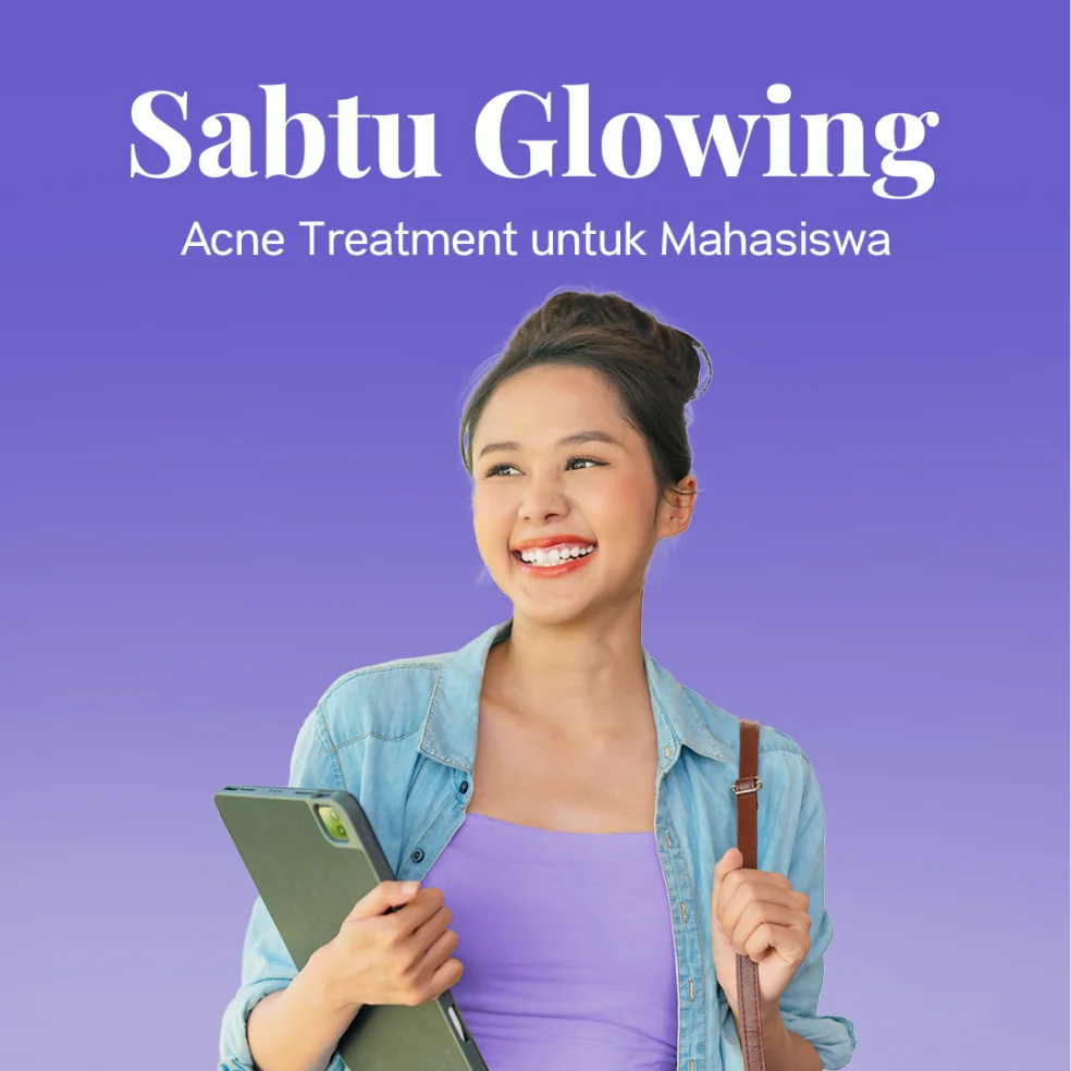 Poster promo acne glowing treatment untuk mahasiswa